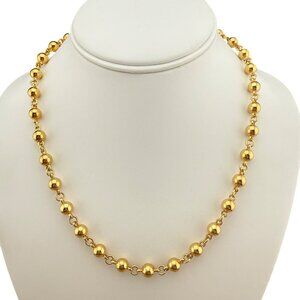 Gold Tone Round Bead Chain Necklace Simple Elegant Jewelry For Women Lightweight